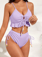 Women's Swimsuit with Ruffle Details and Adjustable Straps