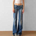 Women's High-Waisted Distressed Flared Jeans