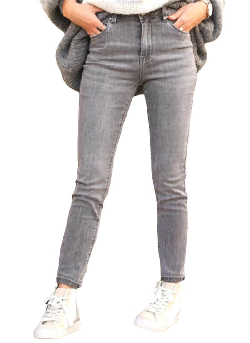 Women's Form-Fitting Vintage-Look High-Waisted Ankle-Length Jeans