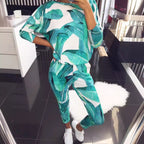 Women's Casual Suit with Floral Print and Pockets