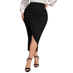 Women's Pencil Skirt with Elegant Wrap Design and High Slit
