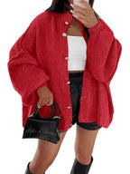 Women's Fluffy Cardigan with Dropped Shoulders