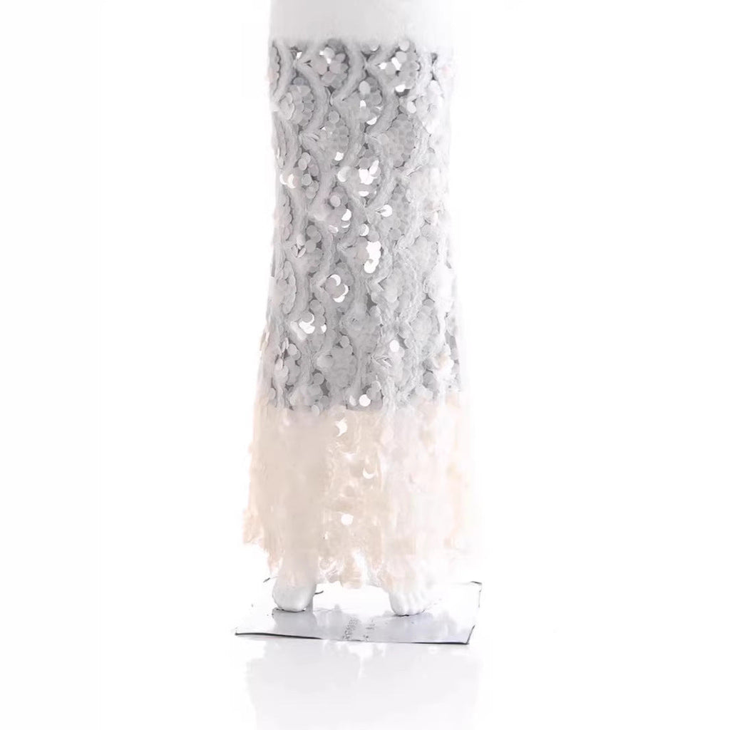 Women's Maxi Skirt with Unique Ruffle Design and Sheer Lace