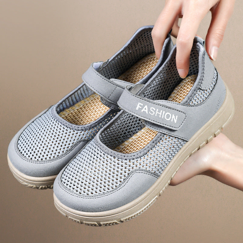 Women's Breathable Casual Sneakers with Adjustable Hook-and-Loop Closure