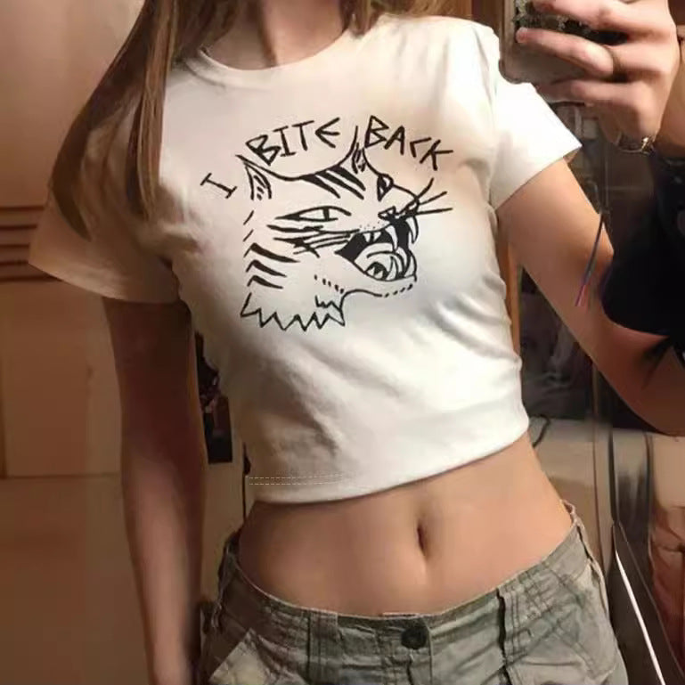 Women's Crop T-Shirt with Creative Skeleton Design and Inspiring Lettering