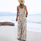 Casual Women's Jumpsuit with Floral Patterns and Pockets