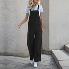 Women's Casual Wide-Leg Jumpsuit with Side Pockets