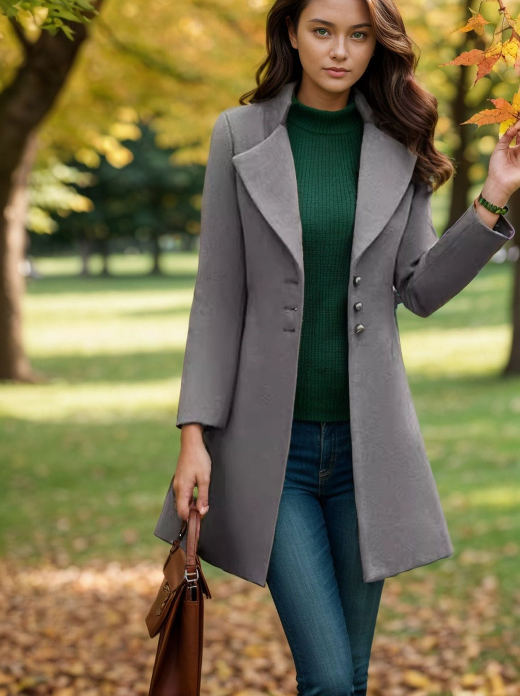 Women's Elegant Tailored Trench Coat with Textured Fabric