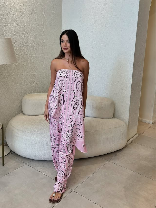 Women's Casual Wide-Leg Jumpsuit with Pattern