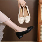 Women's Ballet Flats with Jewelry Accent and Block Heel