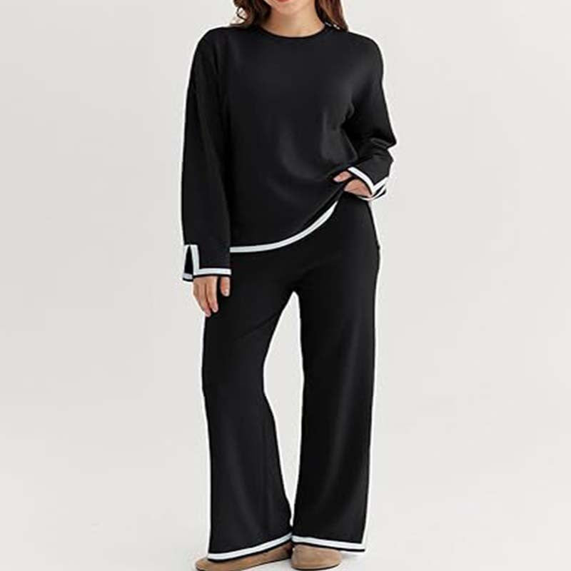 Women's Lounge Set with Wide Cut and Contrast Cuffs