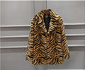 Elegant Faux Fur Coat in Tiger Print