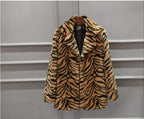 Elegant Faux Fur Coat in Tiger Print