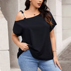 Women's Asymmetrical Top with Fashionable Shoulder Design
