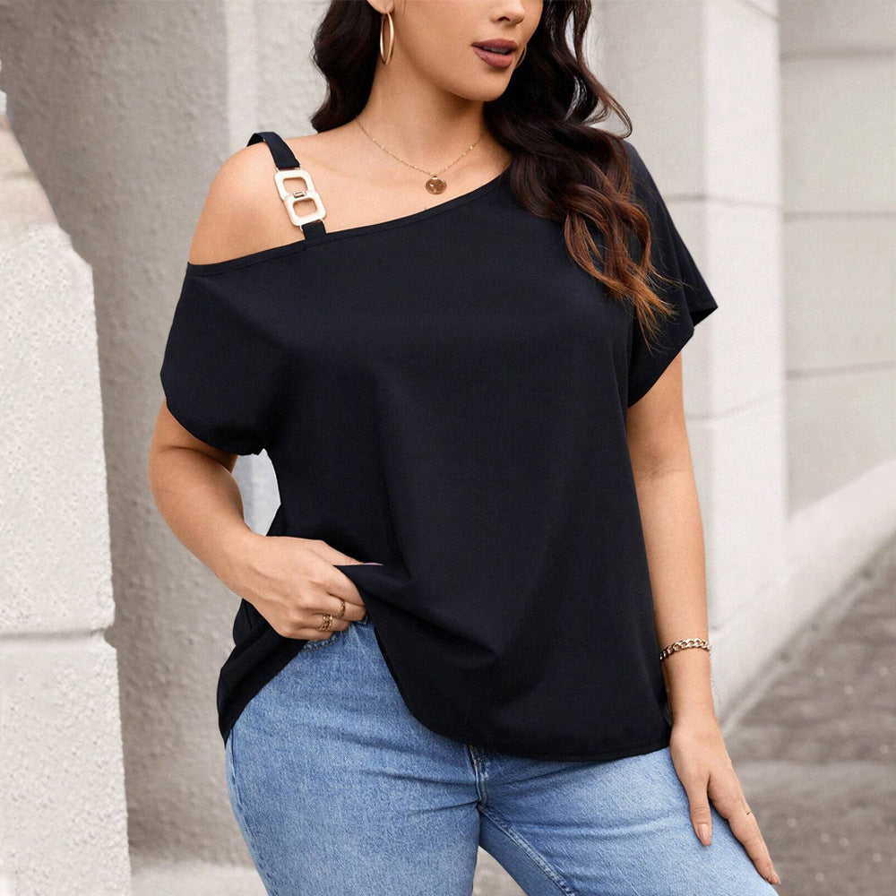 Women's Asymmetrical Top with Fashionable Shoulder Design