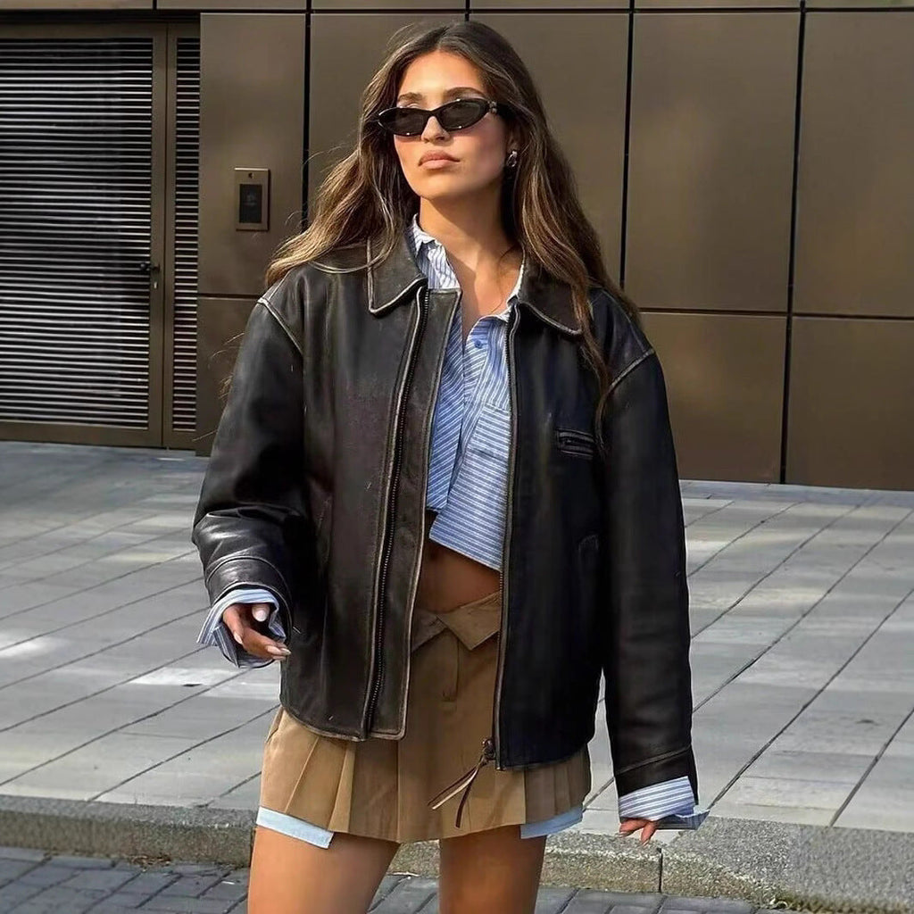 Women's Cropped Shirt Jacket with Structured Pockets