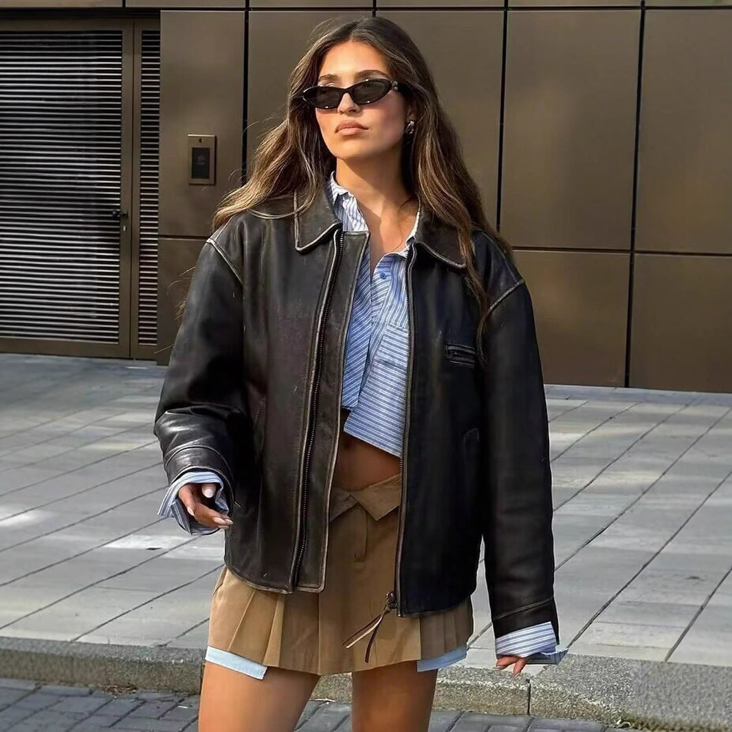 Women's Cropped Shirt Jacket with Structured Pockets