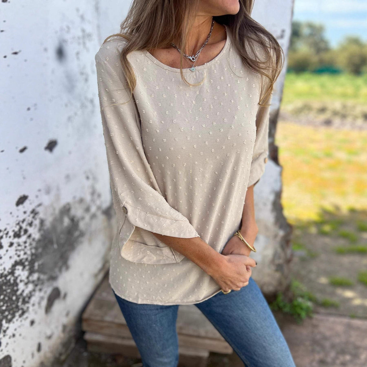 Casual Women's Blouse with Textured Fabric