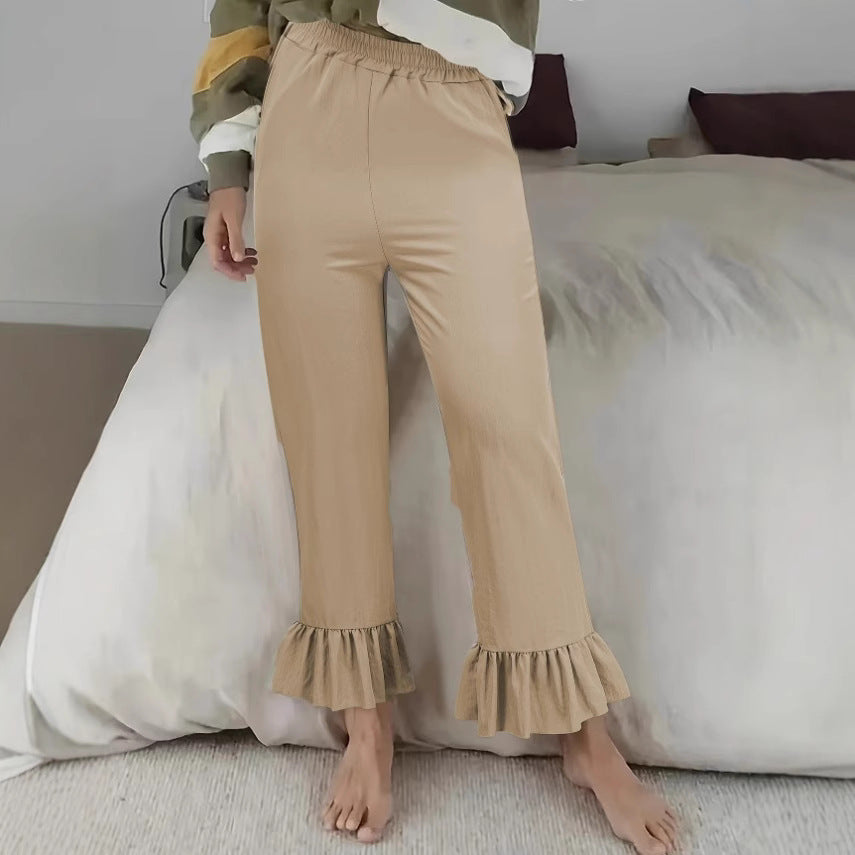 Women's Casual Pants with Ruffle Hems