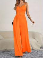 Women's Jumpsuit with Button-Up Top and Wide Leg