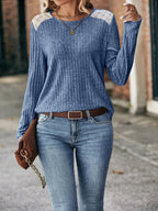 Women's Casual Sweater with Elegant Lace Detail