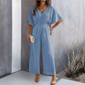 Elegant Women's Wide-Leg Jumpsuit with V-Neck