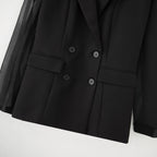 Women's Elegant Blazer with Sheer Sleeves