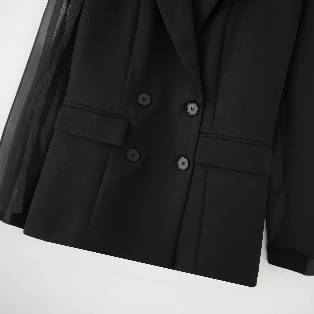 Women's Elegant Blazer with Sheer Sleeves