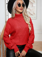 Women's Chunky Knit Sweater with High Neck