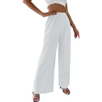 Women's Elegant Pleated Trousers with Wide Leg and Elastic Waistband