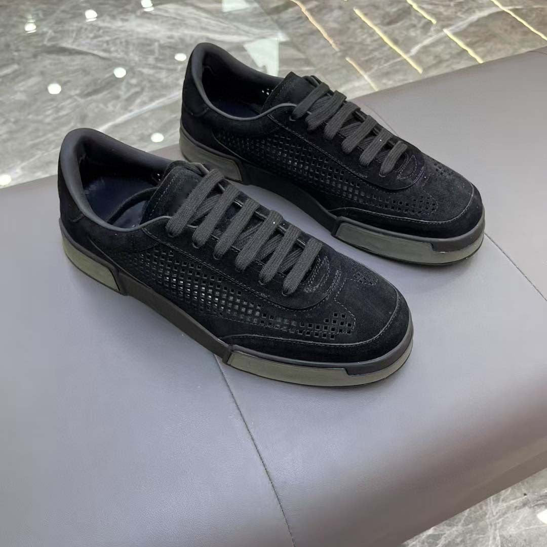 Women's Breathable Suede Casual Sneakers with Perforated Details