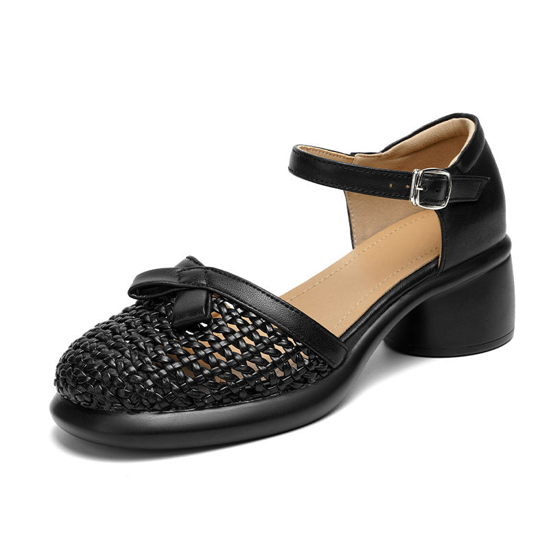 Women's Ballet Flats with Elegant Strap and Braided Design
