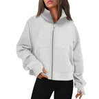 Women's Comfortable Sweat Jacket with High Collar