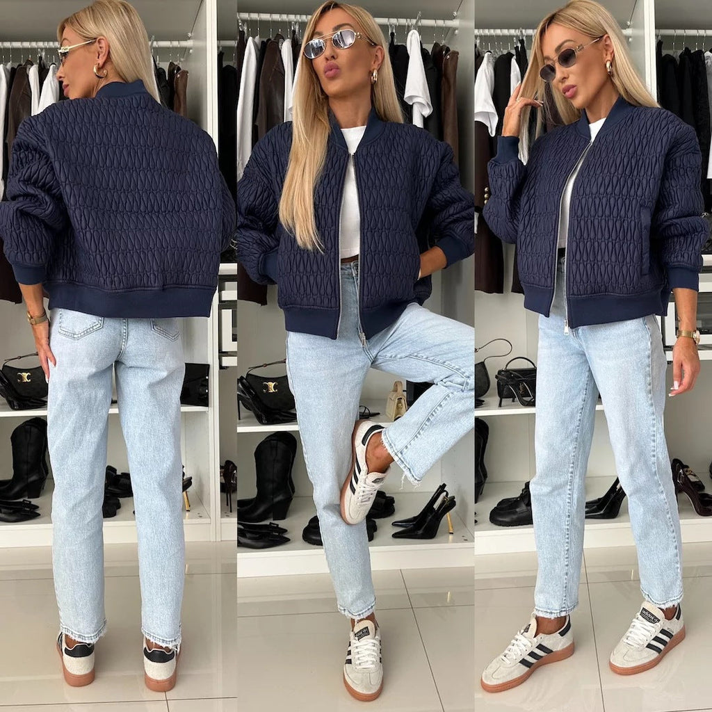 Elegant Quilted Jacket with Voluminous Sleeves