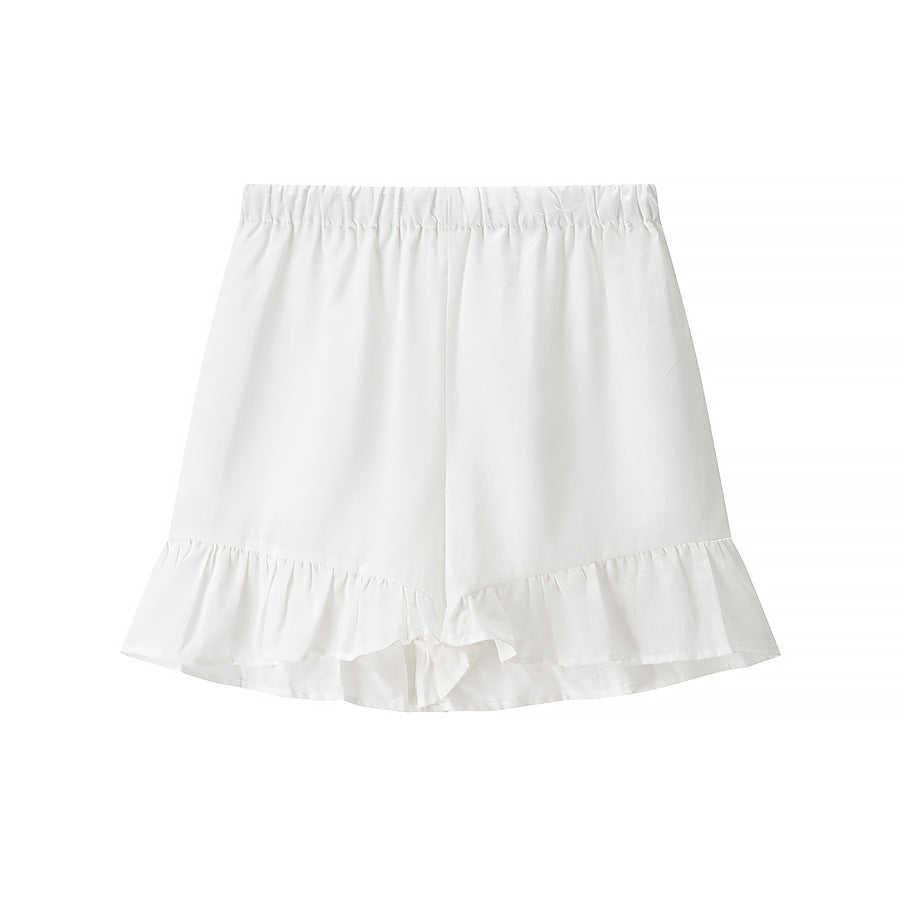 Women's Blouse Set with Elegant Ruffle Hem and Loose Fit
