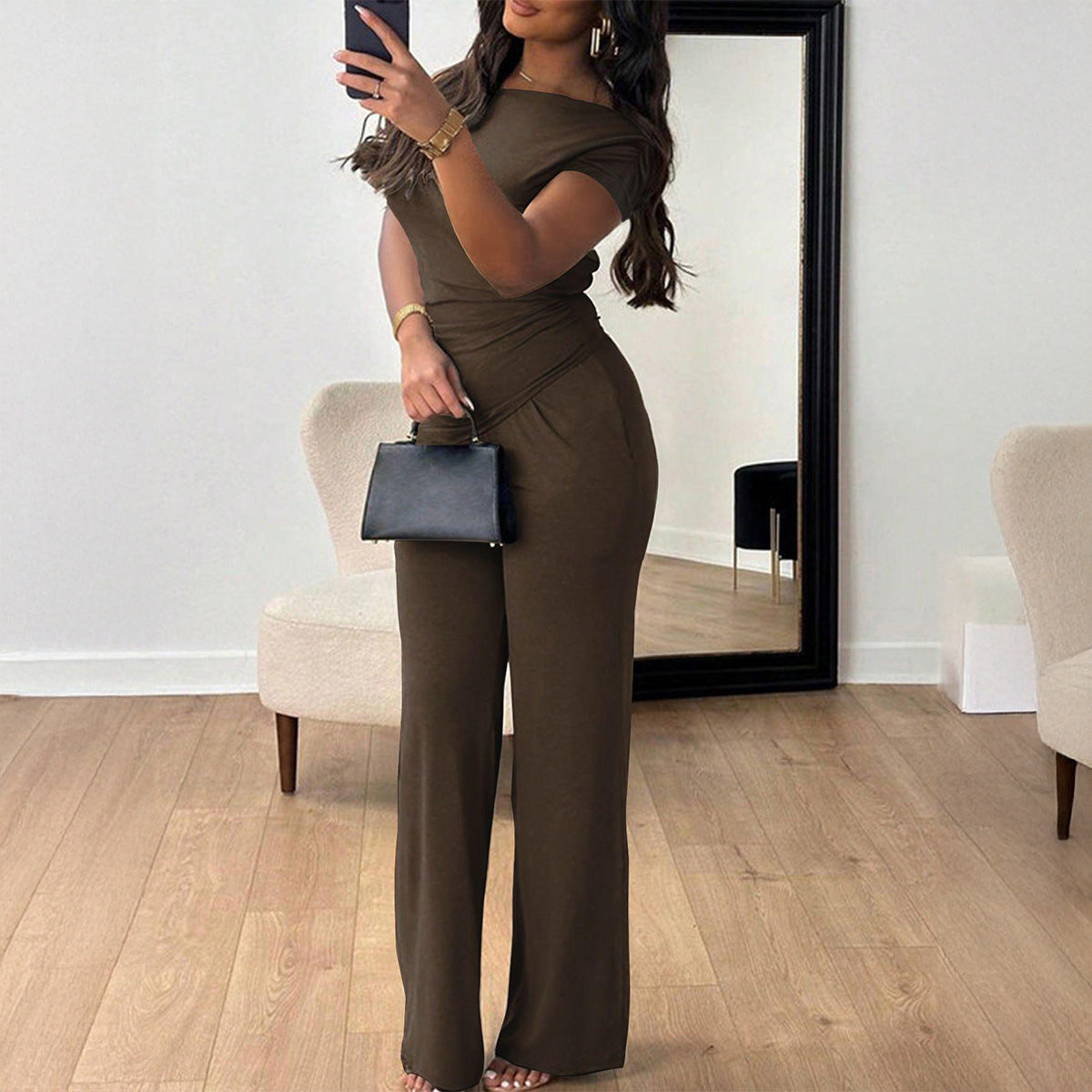 Elegant Jumpsuit with Wrap Design and Wide Leg