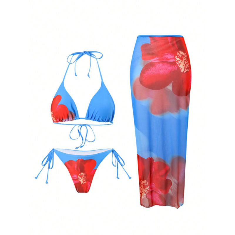 Women's Floral Swimsuit with Sheer Skirt
