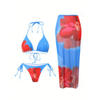 Women's Floral Swimsuit with Sheer Skirt