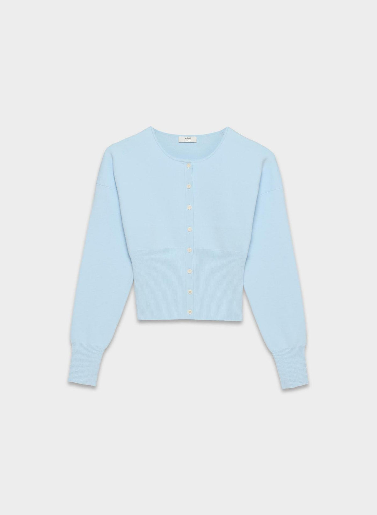Cropped Ribbed Cardigan with Button Placket