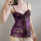 Women's Floral Spaghetti Strap Top with Flowing Design