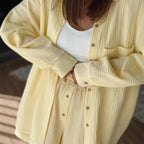 Women's Casual Long-Sleeve Shirt with Buttons and Pockets