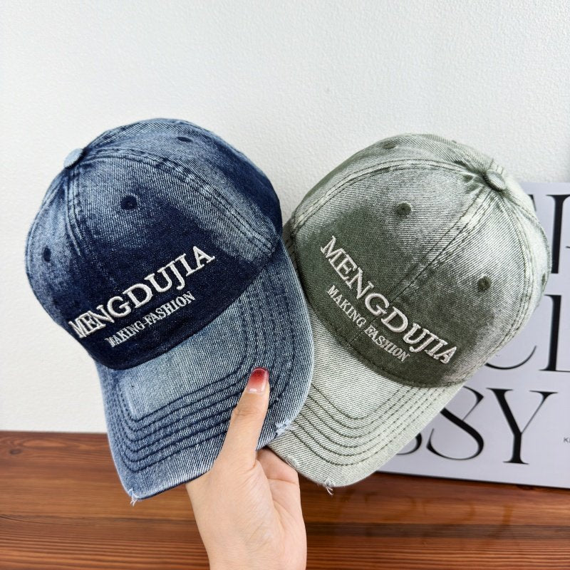 Men's Distressed Denim Baseball Cap