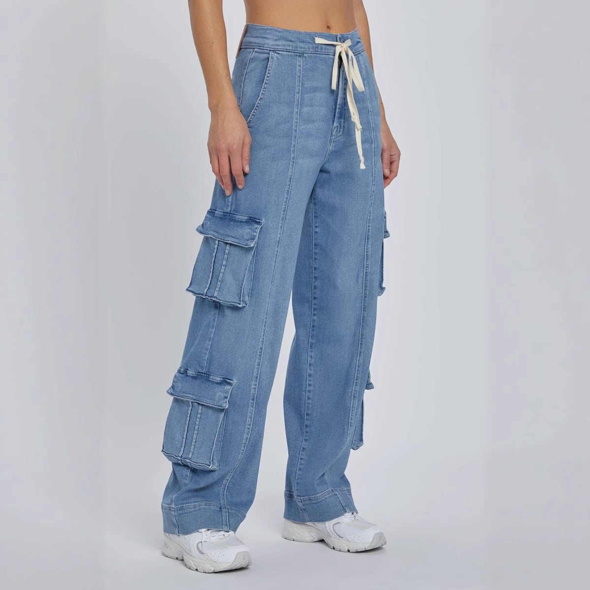 Women's Loose-Fit Cargo Jeans with Side Pockets