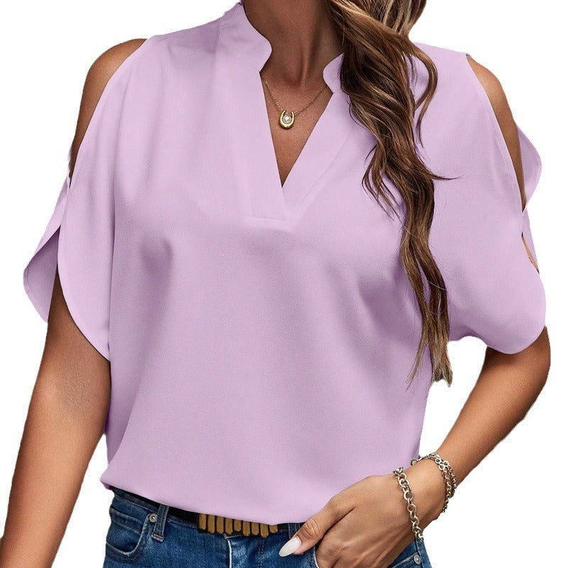 Elegant Women's Blouse with Cut-Out Sleeves