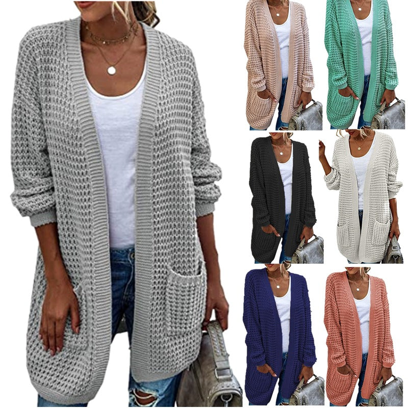 Women's Chunky Knit Cardigan with Casual Fit and Practical Pockets