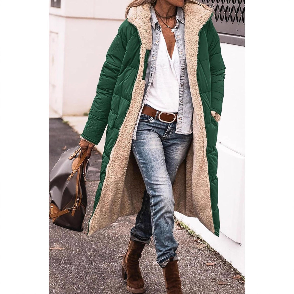 Women's Lined Parka with Hood and Casual Cut