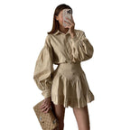 Women's Blouse and Skirt Set with Ruffles