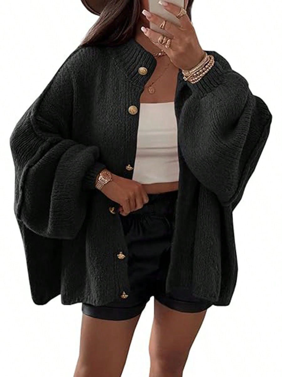 Women's Fluffy Cardigan with Dropped Shoulders