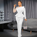 Elegant Jumpsuit with Asymmetric Top and Ruffle Design