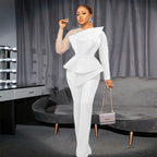 Elegant Jumpsuit with Asymmetric Top and Ruffle Design